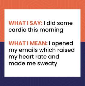 Cartoon: opening morning emails is described as cardio because it raises the heart rate.